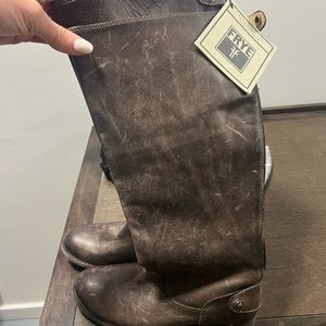 FRYE boots sz 7.5 Wide calf + distressed look. NWT